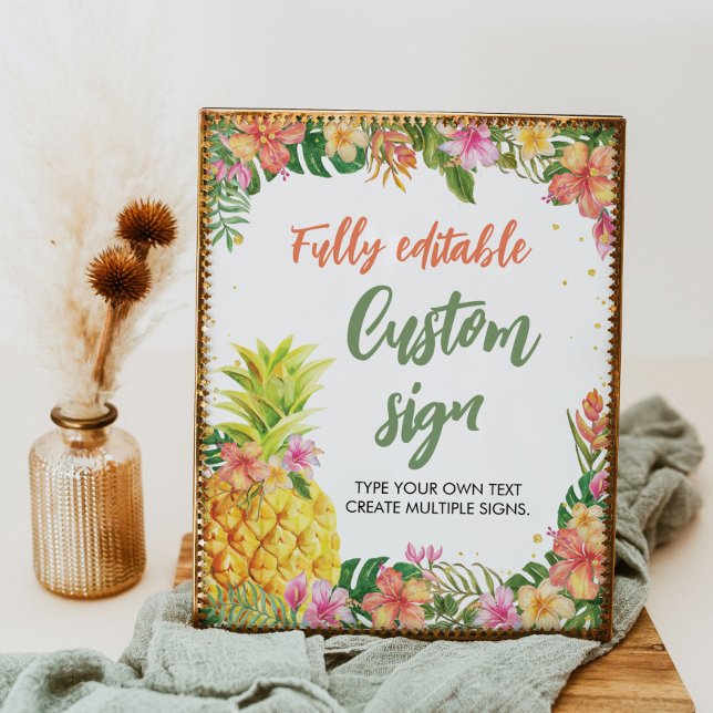 Póster Rótulo de mesa de la fiesta de cumpleaños tropical (Subido por el creador)