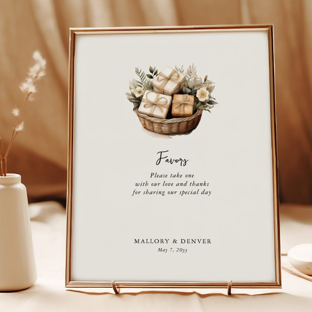 Póster Rótulo de mesa de la mesa de la boda de la vendimi (Favors Sign from Romantic Wedding signs collection by Darling & May)