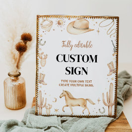 Póster Rótulo de mesa de la primera fiesta de cumpleaños 