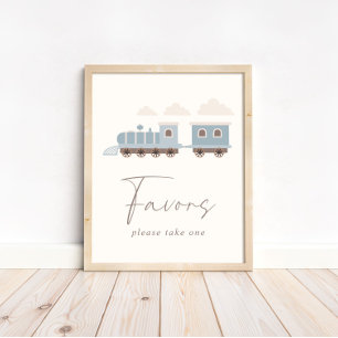 Póster Rótulo de mesa de los Blue Boys Train Birthday Fav