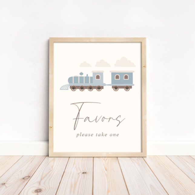 Póster Rótulo de mesa de los Blue Boys Train Birthday Fav (This adorable dusty blue favor sign is available for print and digital download!)