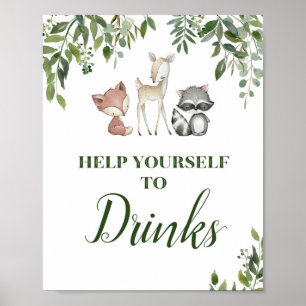 Póster Rótulo de mesa de madera verde - Rótulo de bebidas