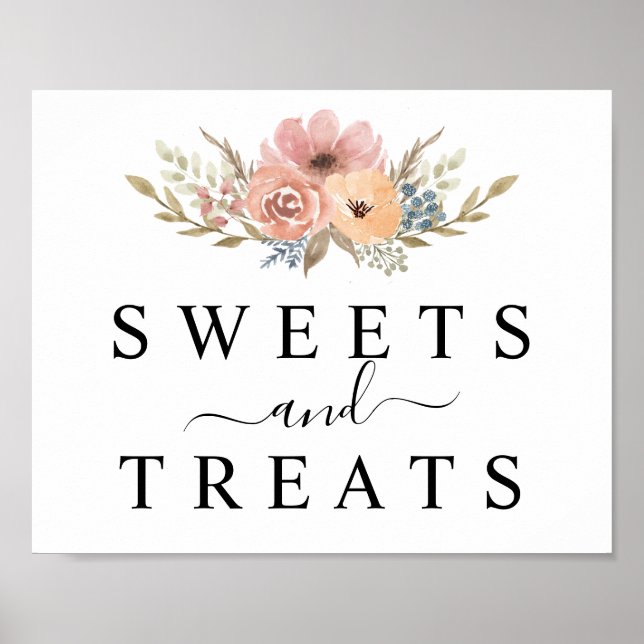 Póster Rótulo de mesa de postre con sabor a melocotón con (Frente)