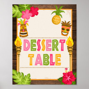 Póster Rótulo de mesa de postre de Luau