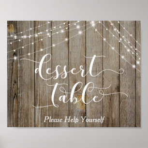 Póster Rótulo de mesa de postre de Madera y Luces Alterad
