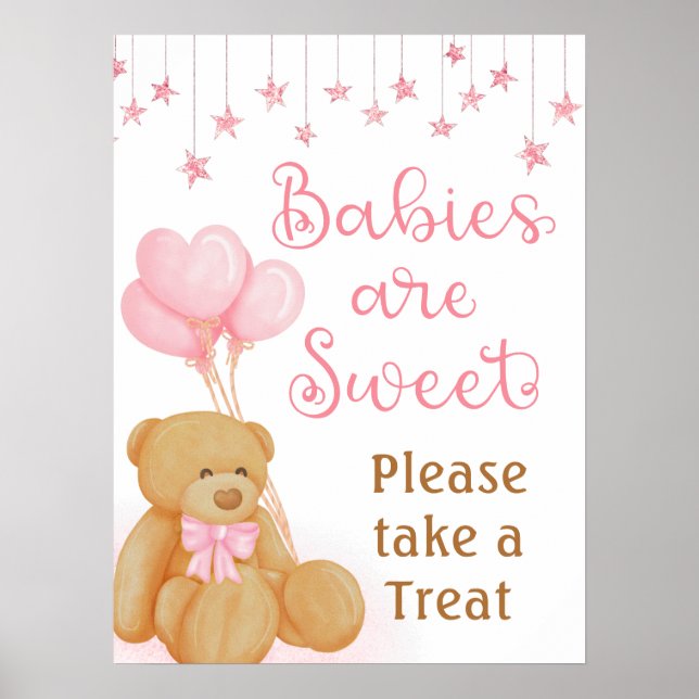 Póster Rótulo de mesa de postre de osito de peluche Baby  (Frente)