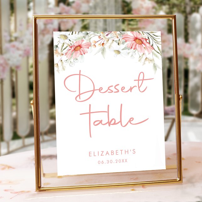 Póster Rótulo de mesa de postres rustico de Peach Wildflo (Subido por el creador)