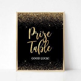 Póster Rótulo de mesa de premios Confetti Purpurina negro