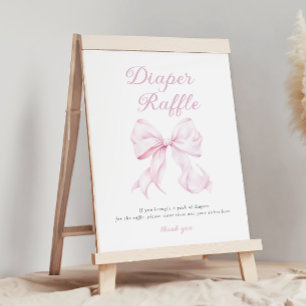 Póster Rótulo de mesa de Raffle Raffle de Bow rosa