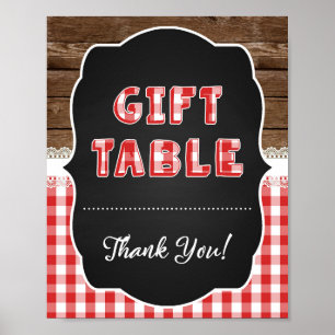 Póster Rótulo de mesa de regalo - bebé rojo Q