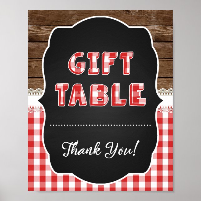 Póster Rótulo de mesa de regalo - bebé rojo Q (Frente)