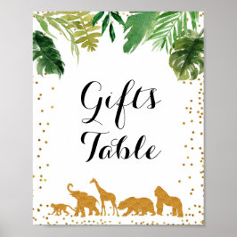 Póster Rótulo de mesa de regalo de animales de safari de