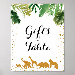 Póster Rótulo de mesa de regalo de animales de safari de 