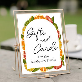 Póster Rótulo de mesa de regalo de Baby Shower de Citrus