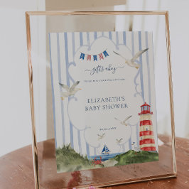 Póster Rótulo de mesa de regalo de Baby Shower Nautical