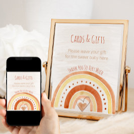 Póster Rótulo de mesa de regalo de Baby Shower neutra con