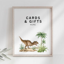 Póster Rótulo de mesa de regalo de dinosaurios jurásicos