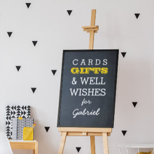 Póster Rótulo de mesa de regalo de oro de Chalkboard