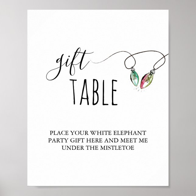 Póster Rótulo de mesa de regalo para navidades (Frente)