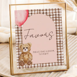 Póster Rótulo de mesa de Rubor Pink Teddy Bear Favorito
