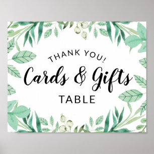 Póster Rótulo de mesa de tarjetas de matrimonio y regalos