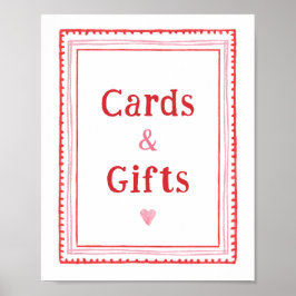 Póster Rótulo de mesa de tarjetas de San Valentín y regal