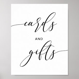 Póster Rótulo de mesa de tarjetas y regalos de boda rústi