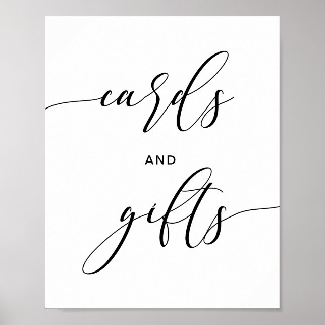 Póster Rótulo de mesa de tarjetas y regalos de boda rústi (Frente)