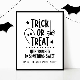 Póster Rótulo de mesa de truco o tratamiento de Halloween