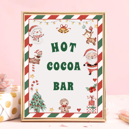 Póster Rótulo de mesa del Hot Cocoa Bar Santa Navidades