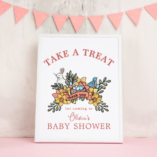 Póster Rótulo de mesa favorita de trato de Baby Shower en