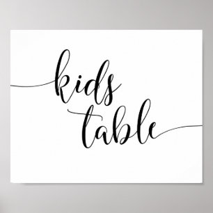 Póster Rótulo de mesa para niños de la recepción de bodas