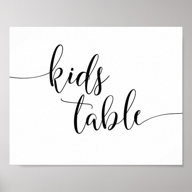 Póster Rótulo de mesa para niños de la recepción de bodas (Frente)