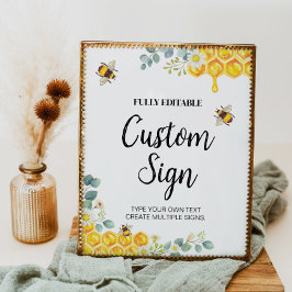 Póster Rótulo De Mesa Personalizado De Abeja Dulce Como P