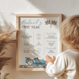 Póster Rótulo de Milestone de Carro Retro Race