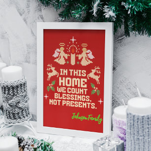 Póster Rótulo de Navidades de Bendición Familiar Personal