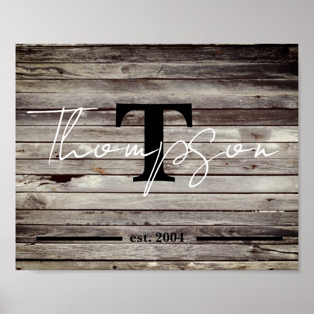 Póster Rótulo de nombre de familia personalizado (Frente)