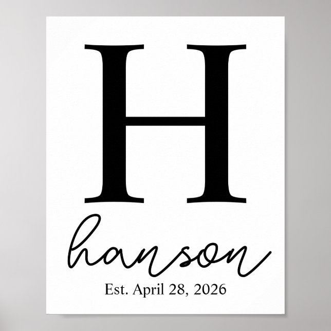 Póster Rótulo de nombre familiar personalizado - Personal (Frente)