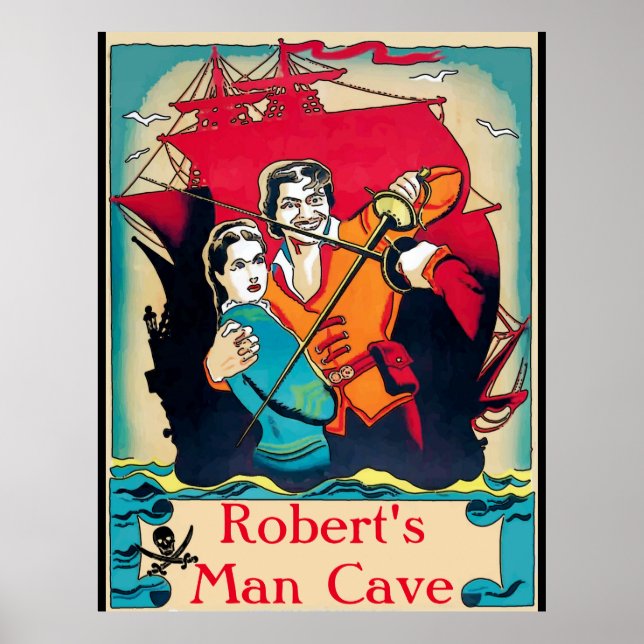 Póster Rótulo de nombres de edición de cueva de hombre (Frente)