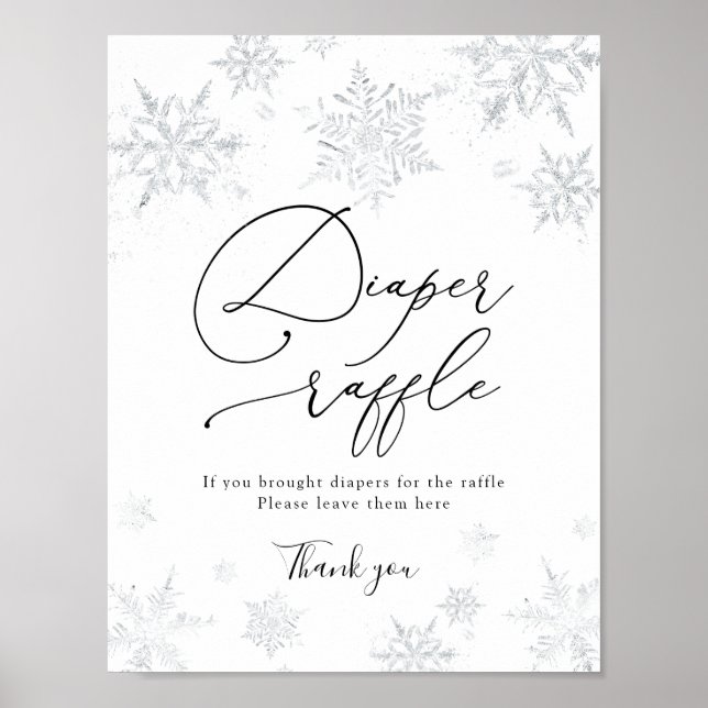 Póster Rótulo de pañales de nieve Raffle (Frente)