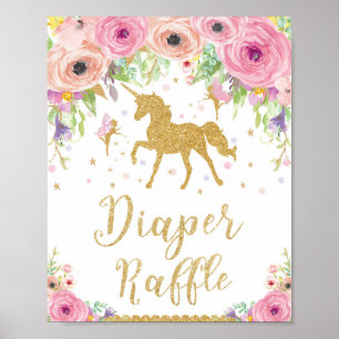 Póster Rótulo de pañales de unicornio y hadas Baby Shower