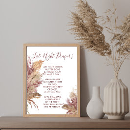 Póster Rótulo de pañales nocturnos Pampas Grass Mauve Pin