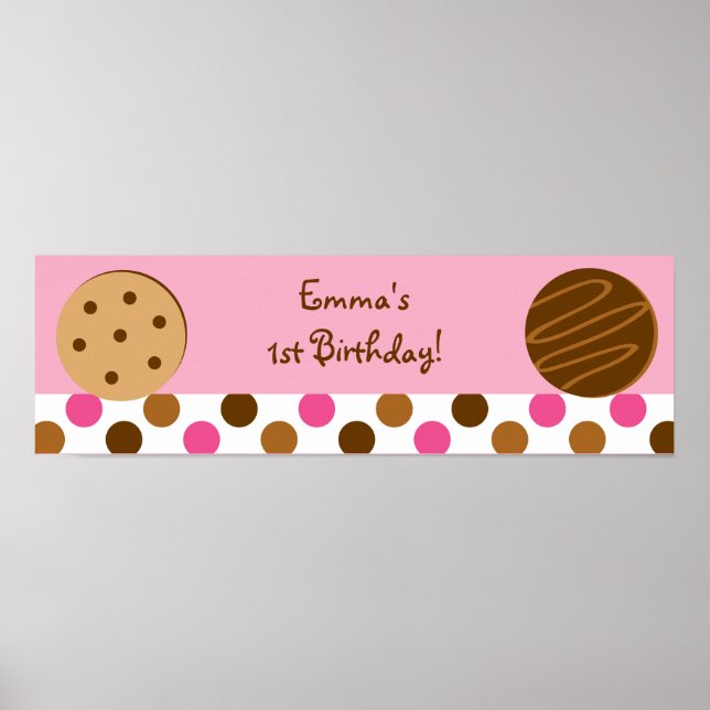 Póster Rótulo de pancarta de Cookies y Leche Baby Shower (Frente)