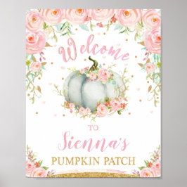 Póster Rótulo de Parche de Calabaza de Cumpleaños de la C