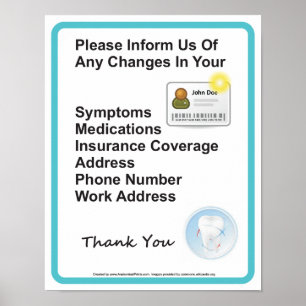 Póster Rótulo de pared de información para pacientes de l