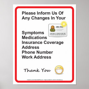 Póster Rótulo de pared de información para pacientes médi