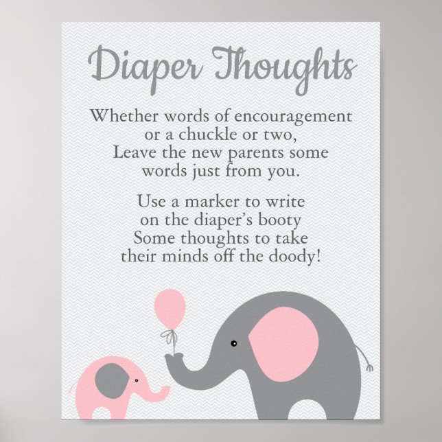 Póster Rótulo de pensamiento de pañales Baby Shower para  (Frente)