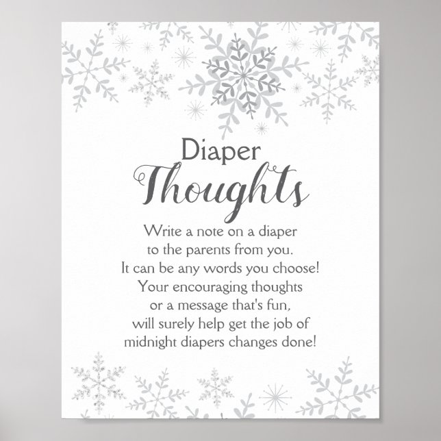 Póster Rótulo de Pensamientos de Diaper de Copas de Nieve (Frente)