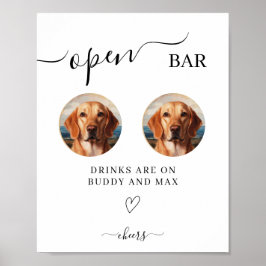 Póster Rótulo de perro de bar abierto, Rótulo Mascota de 