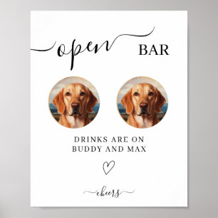 Póster Rótulo de perro de bar abierto, Rótulo Mascota de 